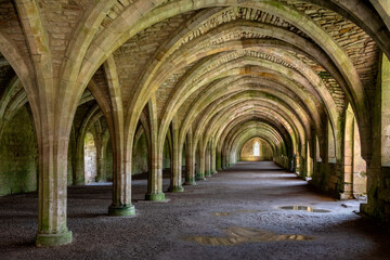 Fototapeta na wymiar Fountains Abbey near Ripon in North Yorkshire in the northeast of England