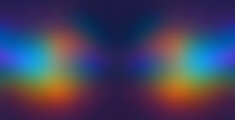 Prism diffused light symmetrical blur pattern on violet background.