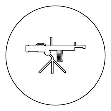 black machine gun outline in circle clip art preview