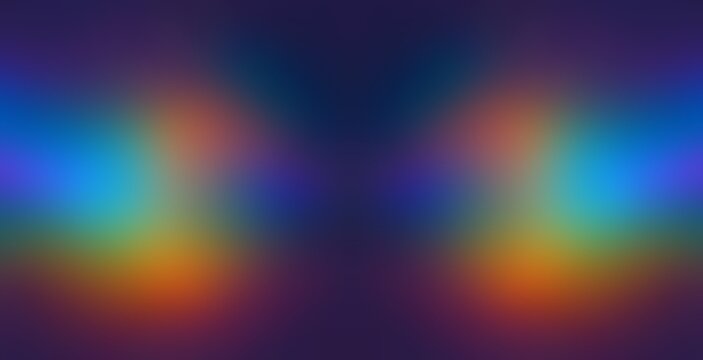 Prism diffused light symmetrical blur pattern on violet background.