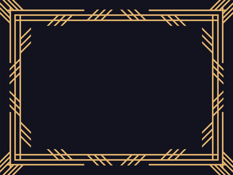 Art deco frame. Vintage linear border. Design a template for invitations, leaflets and greeting cards. The style of the 1920s - 1930s. Vector illustration