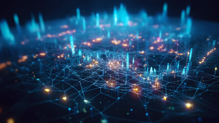 Fototapeta na wymiar illustration. virtual network of the artificial intelligence learning algorithm