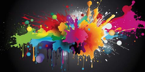 background explosion of paint on black background, street art