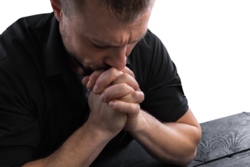 God concept, man christians worship and pray in church