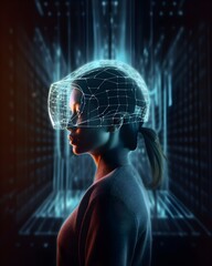 Virtual Voyager - A Woman Exploring Futuristic Realities