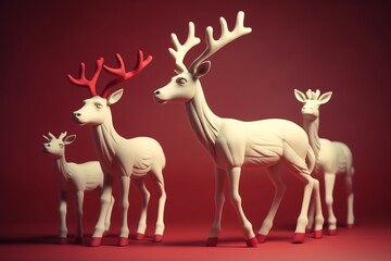 Santas reindeer. Christmas holiday. Generative AI