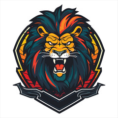 Lion Head Cool Logo Mascot Esports Vector Design Template
