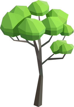 Abstract low poly tree icon isolated. Geometric polygonal style. 3d low poly.