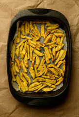 Homemade fried potatoes. French fries