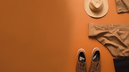 colorful. flat lay on background. top view of clothing