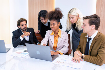 Fototapeta premium Employee on job corporate Business colleagues around the table making strong business team