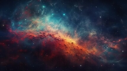 Obraz na płótnie Canvas Dramatic space view moving through universe galaxies stars and nebulae. Generative ai