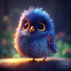 Cute creatures 3d bird character. Generative AI.