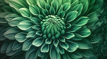 Beautiful Dahlia turquoise green teal flower, blurred background. Abstract nature background concept, copy space. Generative ai