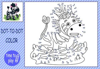 Collections of mini-games. Connect the dots and color the picture. zebra