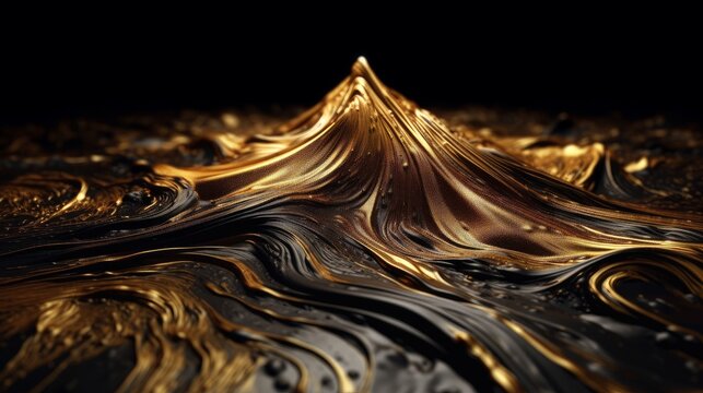 Abstract luxury swirling black gold background. Gold waves abstract background texture. Print, painting, design, fashion. Generative ai