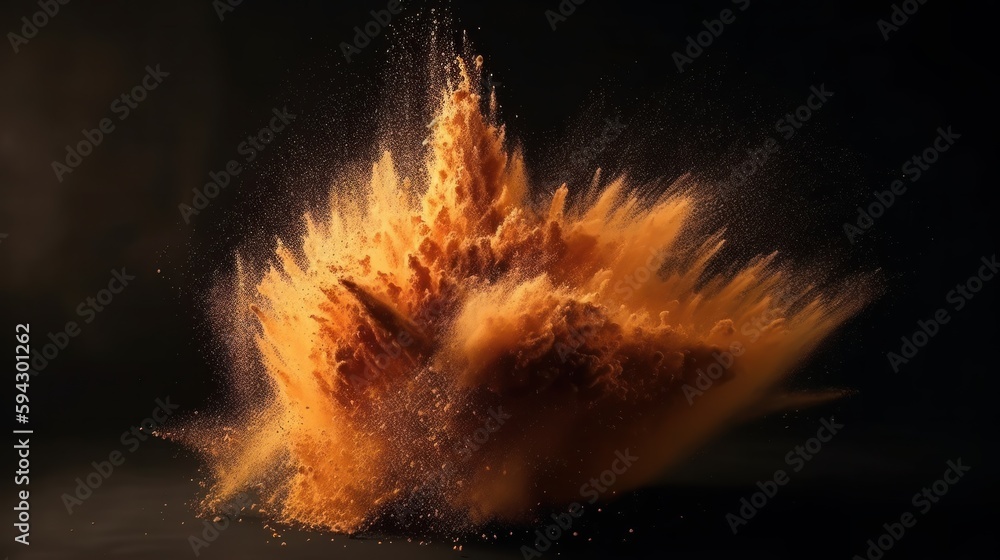 Poster abstract orange dust explosion background. generative ai