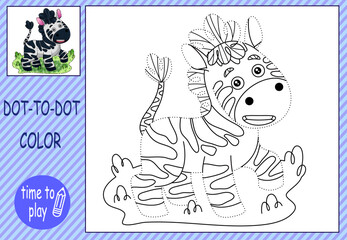 Collections of mini-games. Connect the dots and color the picture. zebra