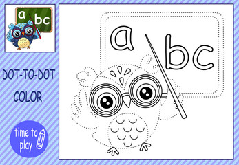 Collections of mini-games. Connect the dots and color the picture. owl