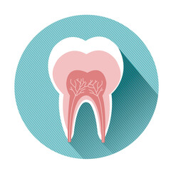tooth icon with long shadow effect