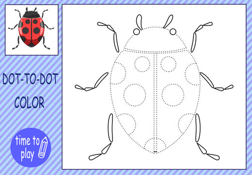 Collections of mini-games. Connect the dots and color the picture. ladybug