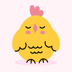 Cute little yellow chick. Baby bird, farm animals. Cartoon vector baby illustration isolated on white background