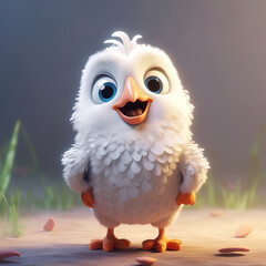 Fototapeta premium Cute creatures 3d chicken character. Generative AI.