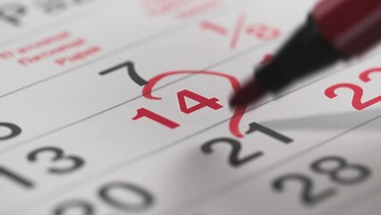 memorable date, woman using felt-tip pen celebrates Valentine's Day with a heart, close-up - Powered by Adobe