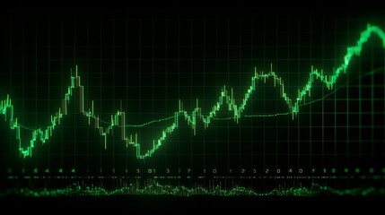 Bullish green bitcoin chart rising up, created with generative ai technology. Generative ai