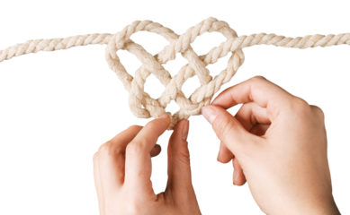 Rope with heart isolated on white background