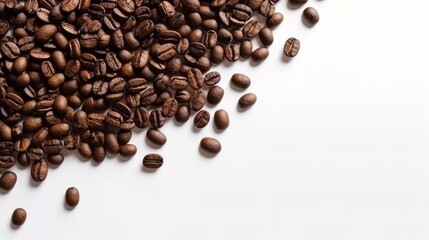 Obraz premium Roasted coffee beans on a white background. Generative ai