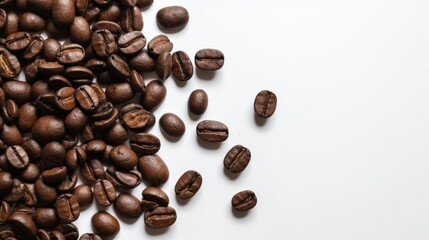 Naklejka premium Roasted coffee beans on a white background. Generative ai