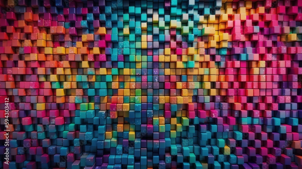 Aufkleber Vibrant background made up of various sized squares in different colors. Generative AI