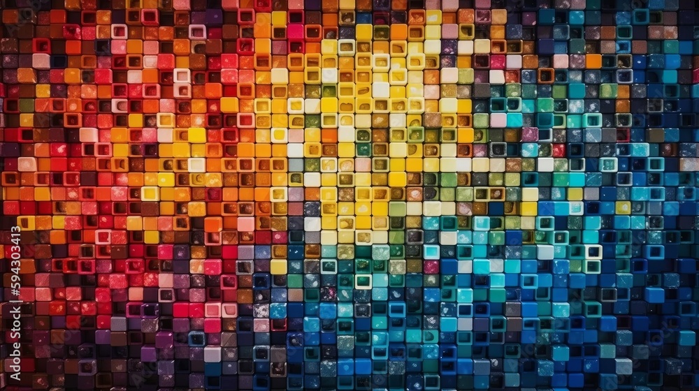Aufkleber Vibrant background made up of various sized squares in different colors. Generative AI