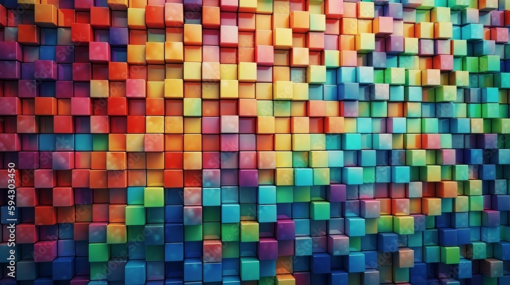 Aufkleber Vibrant background made up of various sized squares in different colors. Generative AI