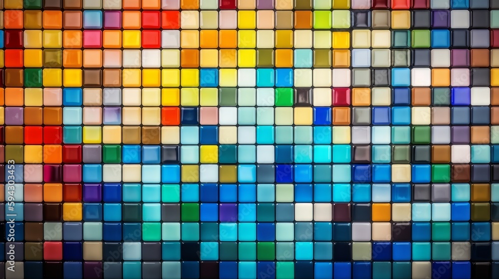 Aufkleber Vibrant background made up of various sized squares in different colors. Generative AI
