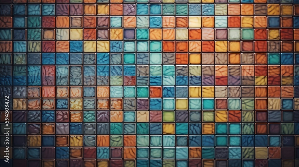 Aufkleber Vibrant background made up of various sized squares in different colors. Generative AI