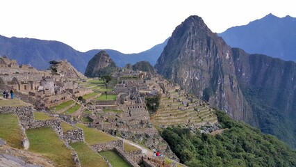 Fototapeta na wymiar Aerial view of the beautiful Machu Picchu in Peru