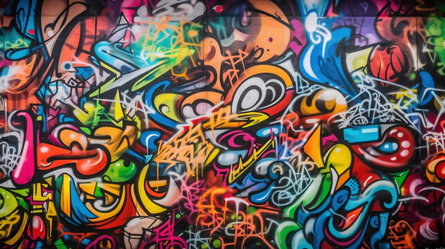 Colorful graffiti on the wall. AI	