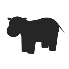 Hippo silhouette. Vector illustration of a dangerous growling hippo silhouette isolated on a white background. Animal behemoth logo icon, side view profile. EPS