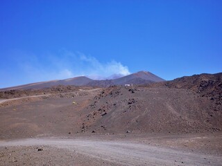 A pathway with mountain in the background