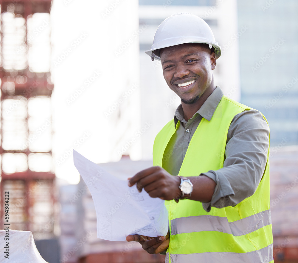 Aufkleber these are instructions for success. cropped portrait of a handsome young construction worker reading