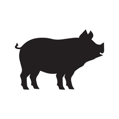 Pig black silhouette isolated on white background - Pig graphic icon.