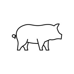 Pig icon - piggy silhouette linear sign isolated on white background.