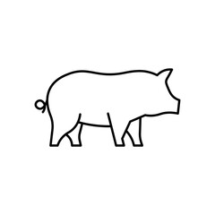 Pig icon - piggy silhouette linear sign isolated on white background.
