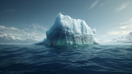 Fototapeta na wymiar Iceberg under the sea ultra realistic, Generative AI