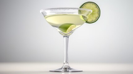 Key Lime Martini Cocktail, isolated on white background - Generative AI
