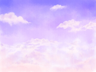 Light purple sky drawn with digital watercolor