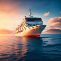 Fototapeta na wymiar cruise ship on open ocean