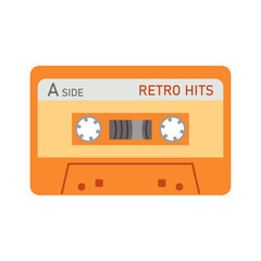 Audio cassette. Retro 90s mixtape. Music audio record from 80-90s. Flat isolated vector illustration on white background.